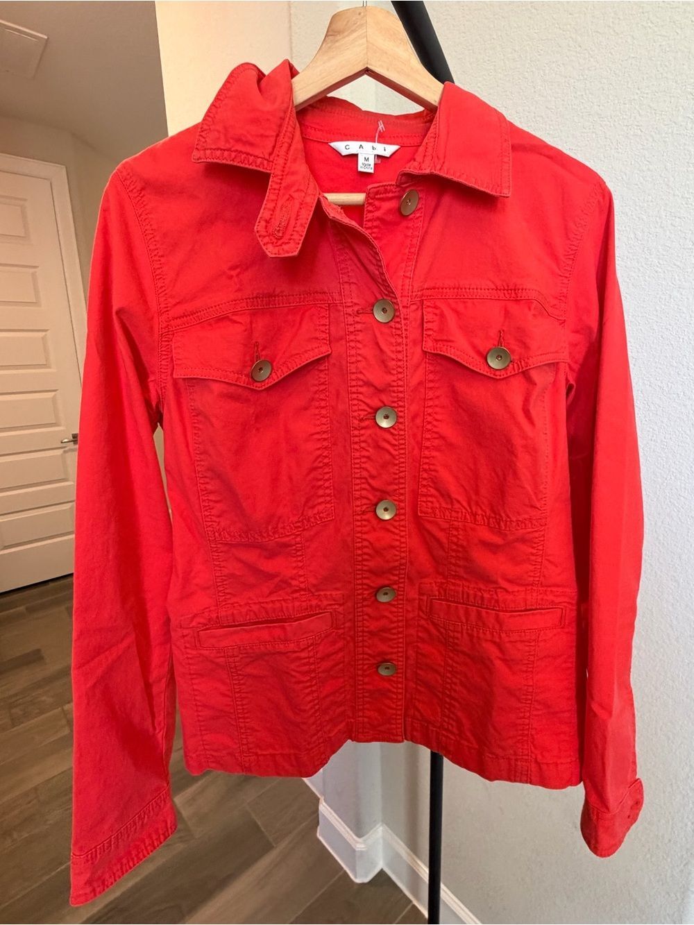 CAbi Orange Red Utility Jacket with Button-Front M msrp: $168